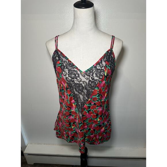 Vintage 90s VICTORIA'S SECRET Lace TULIP FLORAL Print Lingerie Slip Night Gown - Picture 3 of 8